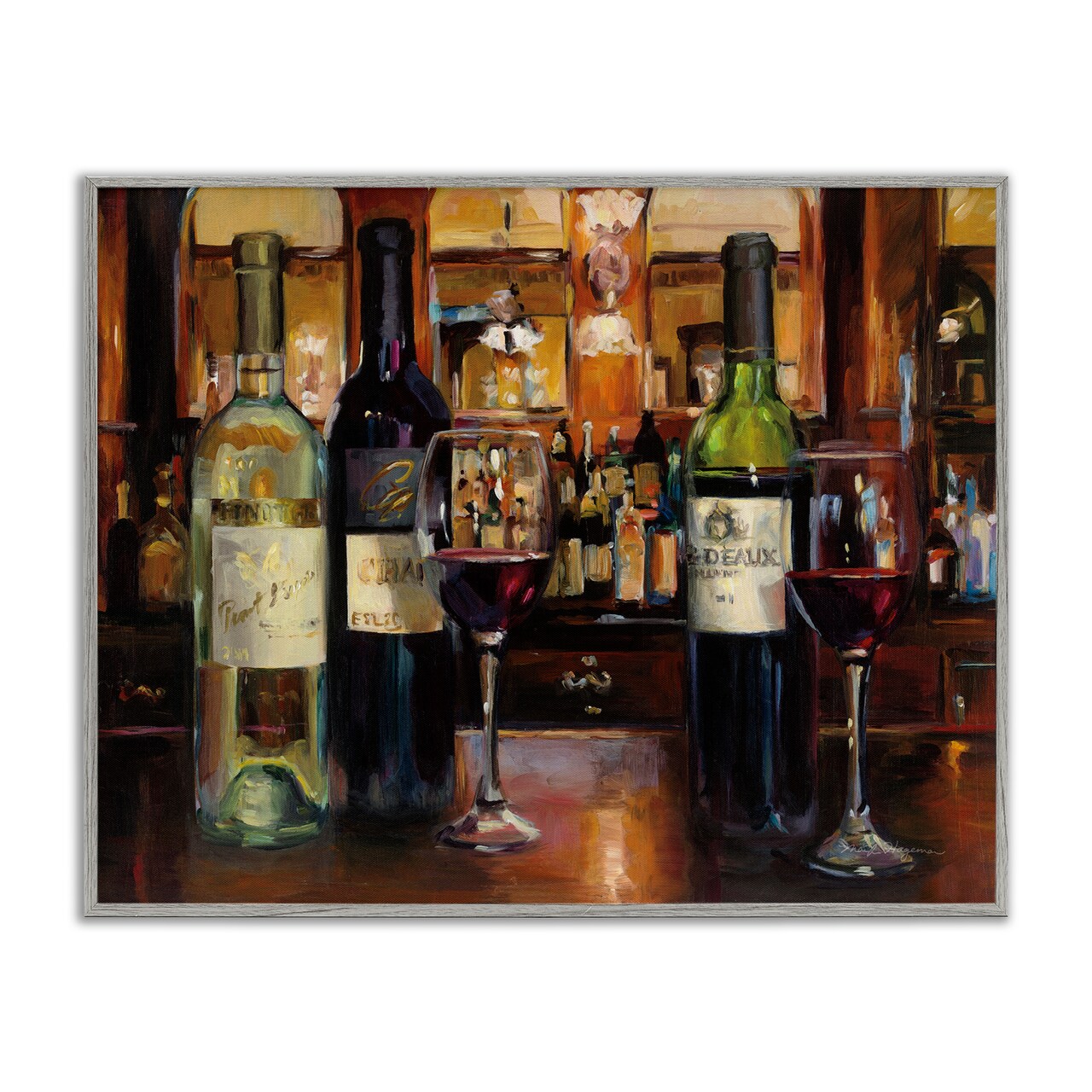Stupell Industries Reflection of Wine Bottles Framed Giclee Wall Art Design by Marilyn Hageman